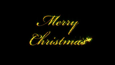Merry Christmas text animation on black background