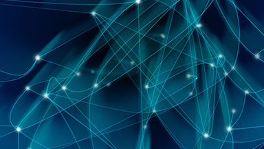 Abstract blue network of connected lines and dots