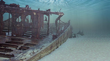 Underwater shipwreck loop animation