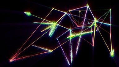 Abstract network of sparkly light trails