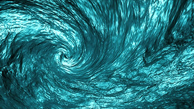 Liquid vortex loop animation, cyan