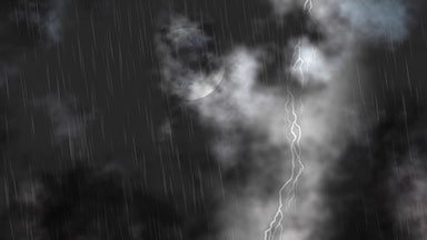 Storm clouds loop with lightning, rain and moon